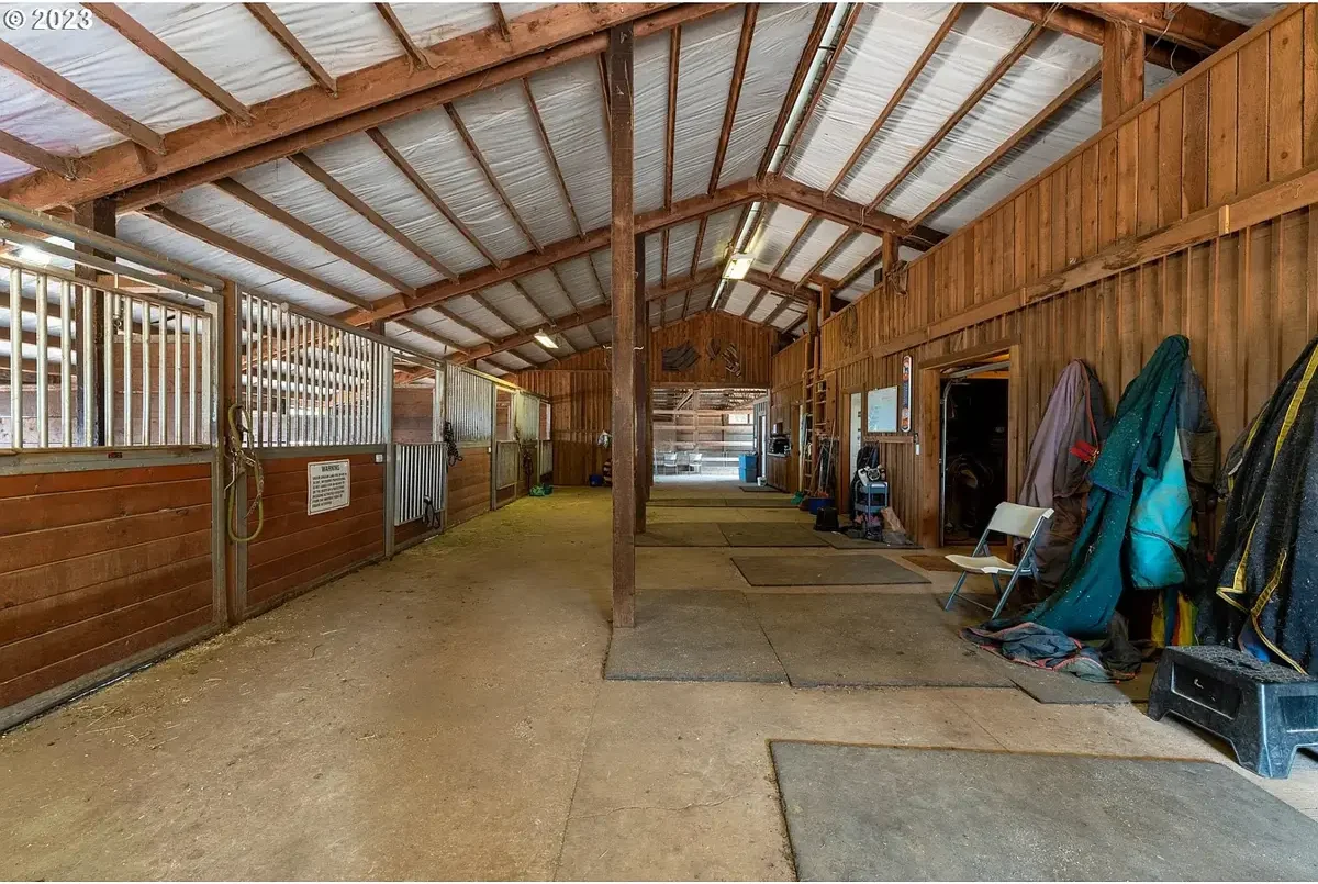 Stalls and aisle in the upper barn